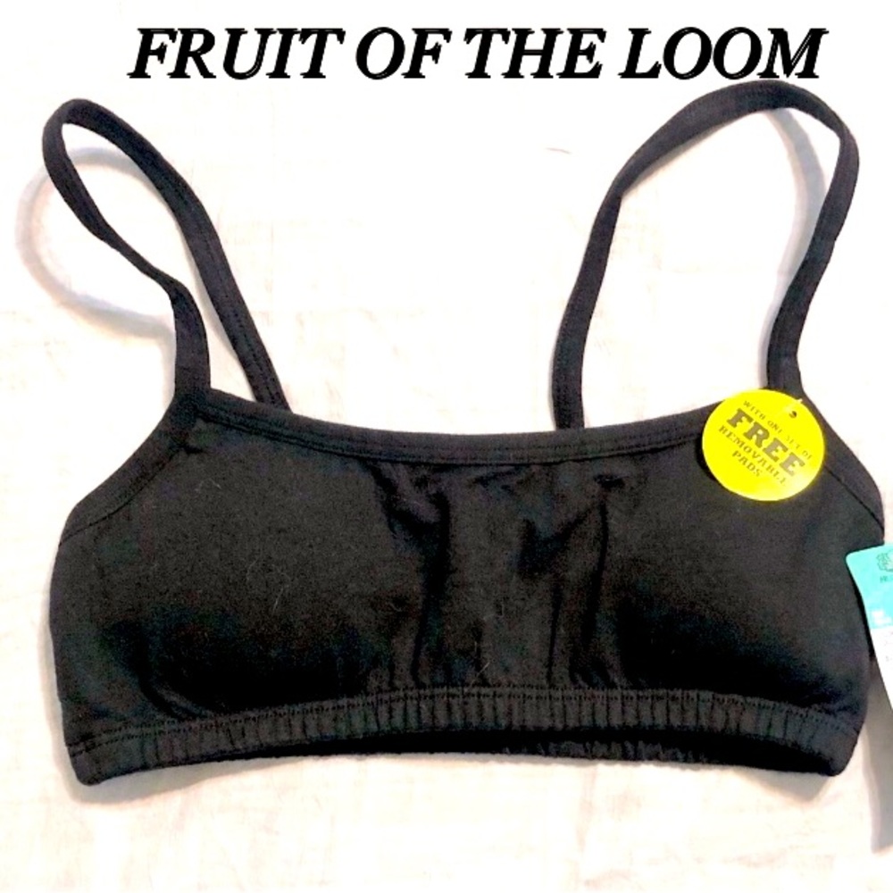 FRUIT OF THE LOOM Girl’s Bra with Removable Pads color black size 32 NWT